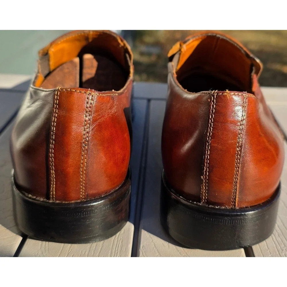 Johnston & Murphy‎ Handcrafted in Italy Mens 10M Brown Medallion Toe Loafers